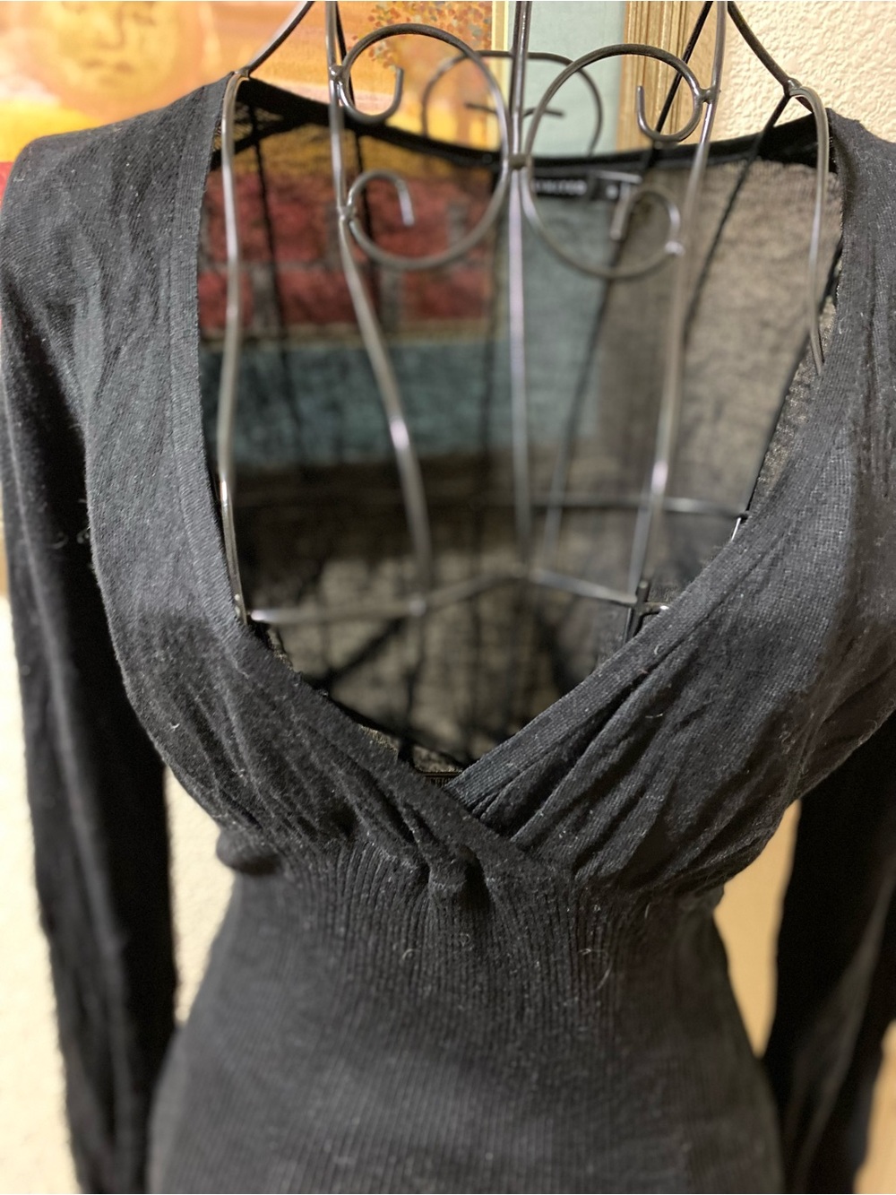 The Limited Black Ribbed V-Neck Long Sleeve Top - Picture 4 of 6